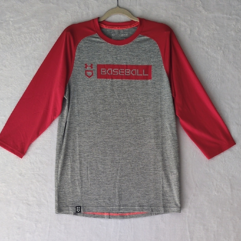 Under Armour Baseball Men's Red & Gray Long Sleeve Shirt Size S